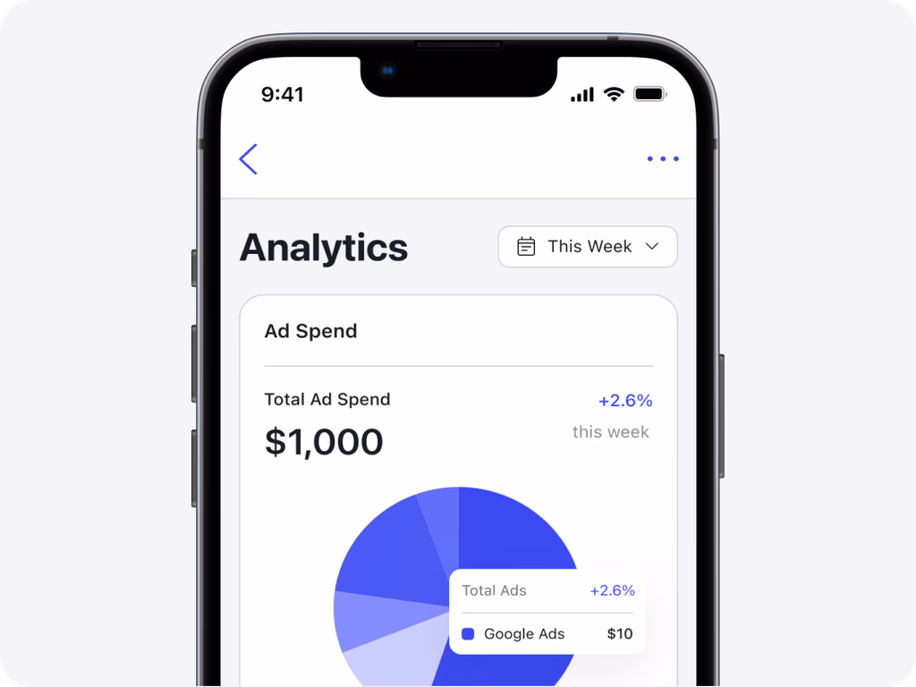 Autopilot mobile app showing real-time ad performance analytics on the go