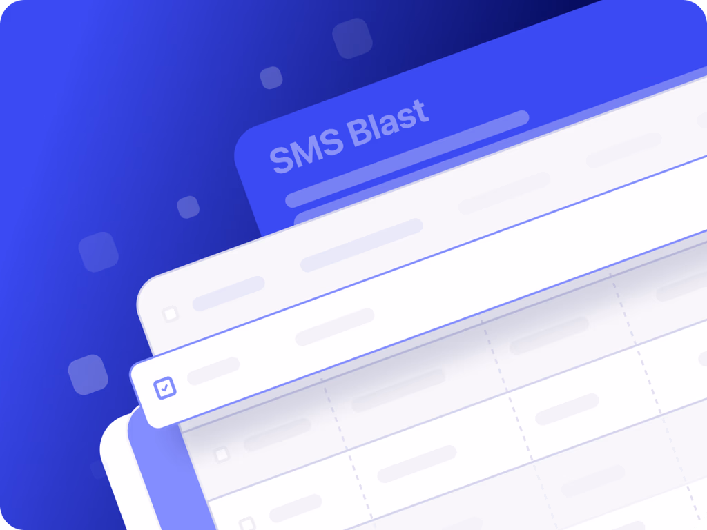 SMS blast history table with delivery counts per campaign