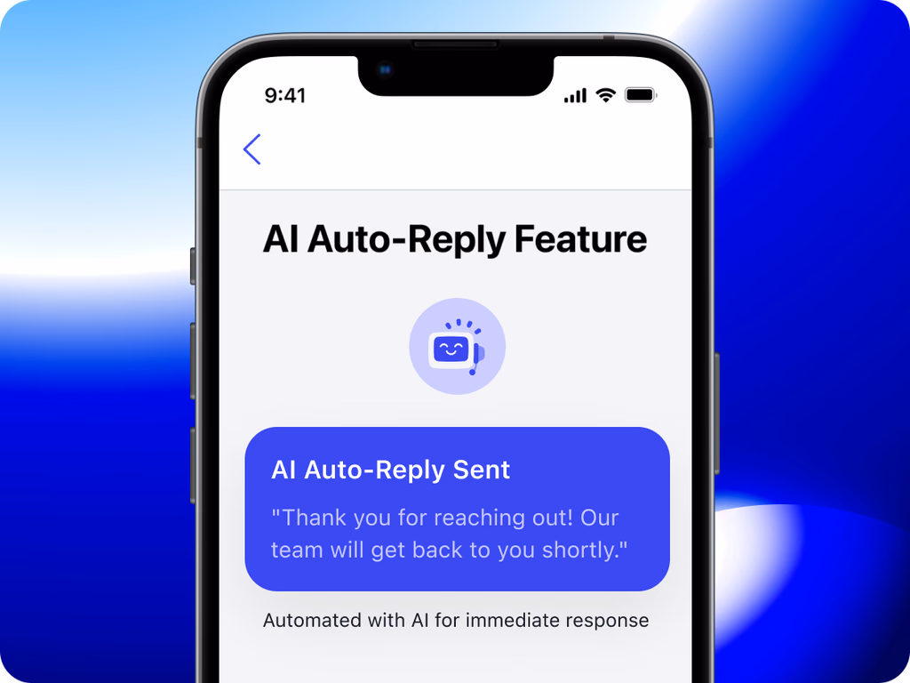 AI auto-reply messaging screen in Autopilot's built-in phone answering a client text