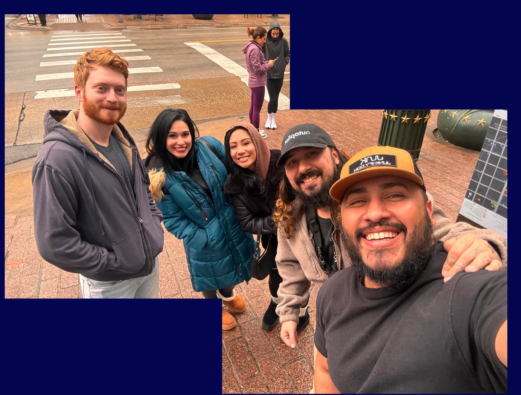 Ryan Springer, Andrew Thompson, and friends spending time together during a company trip