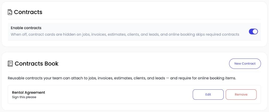 Autopilot contract settings and reusable Contracts Book