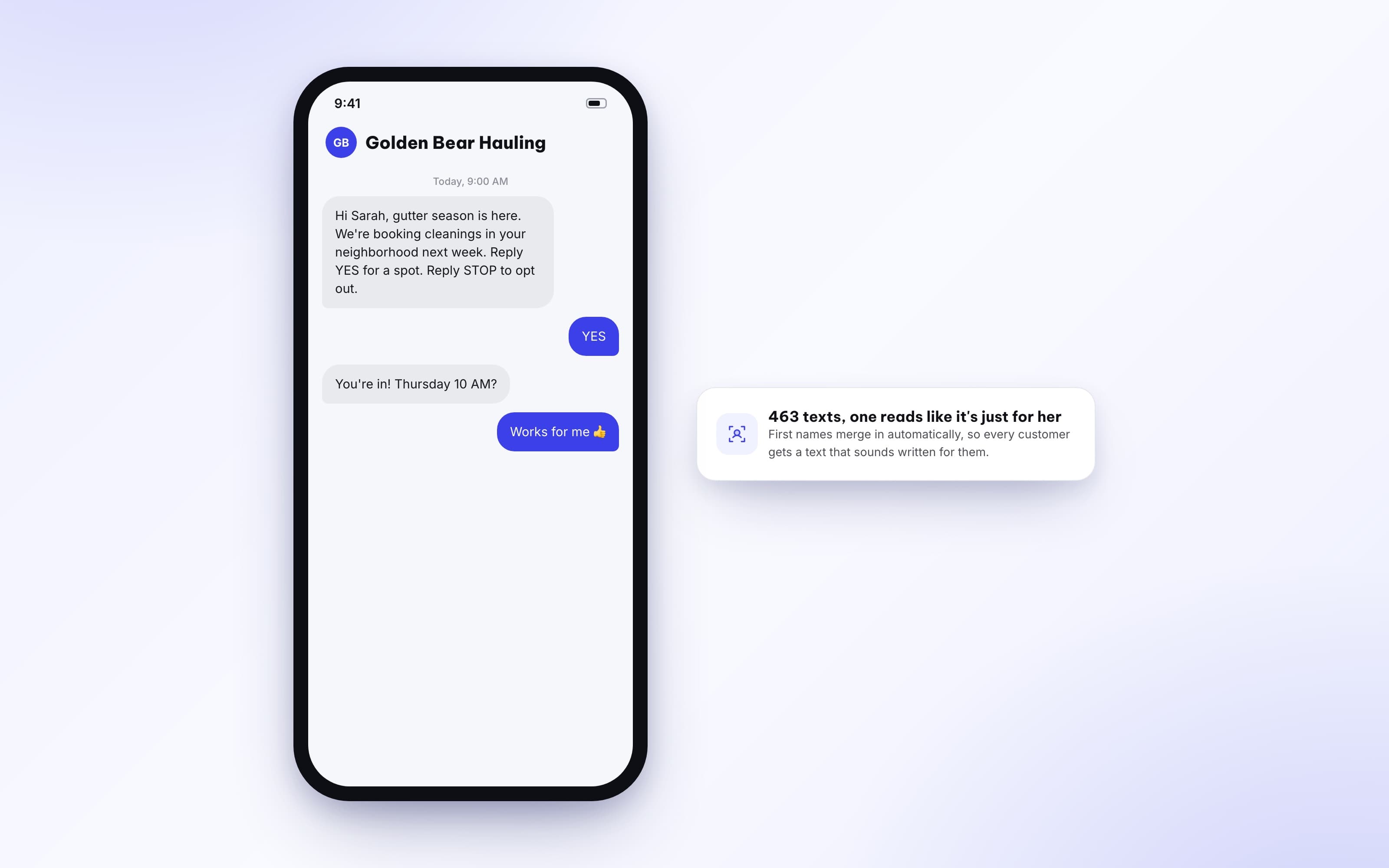 Blast message with a first name merge field and automatic opt out footer