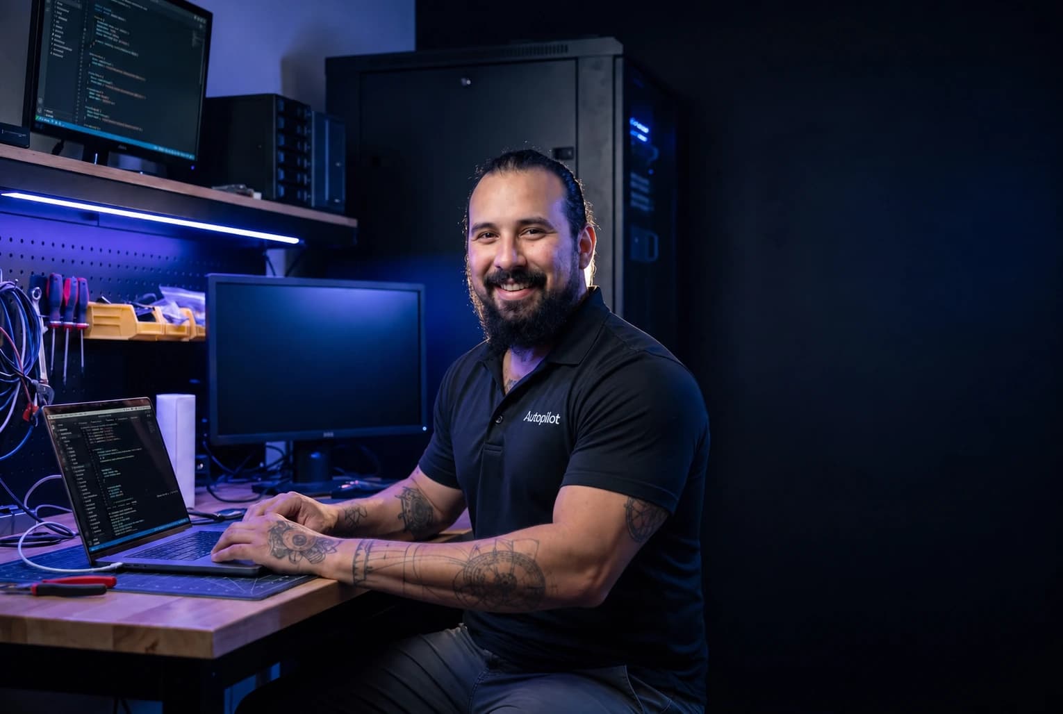 Me teaching advanced AI from a home-service operator's command center