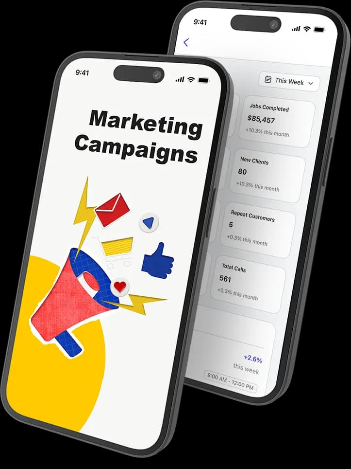 Autopilot marketing screen showing email, SMS, and voicemail outreach campaigns