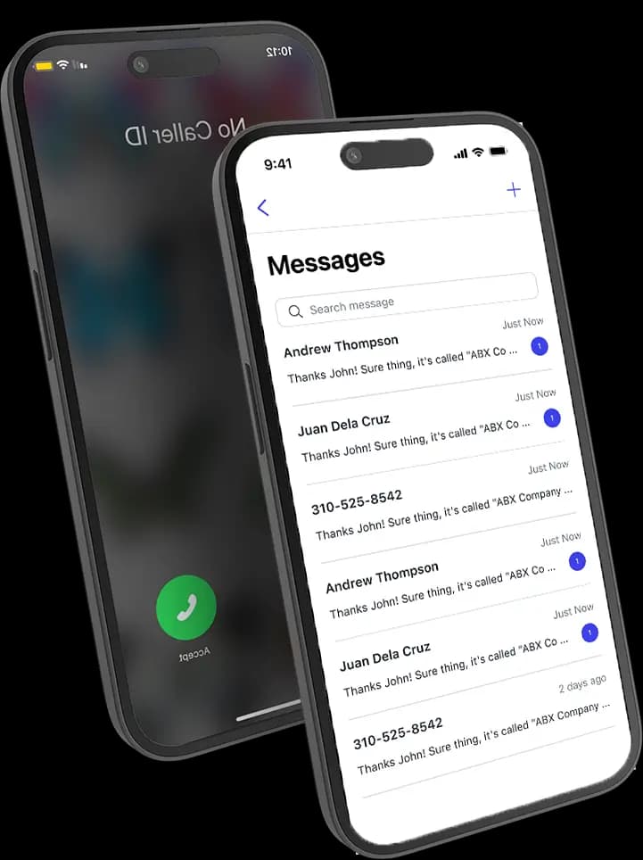 Autopilot mobile screen texting a customer back automatically after a missed call