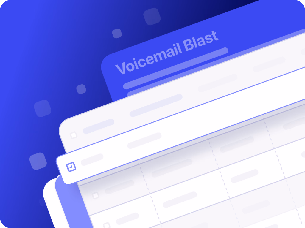 Autopilot voicemail blast table listing campaigns with date, sender, and delivery status