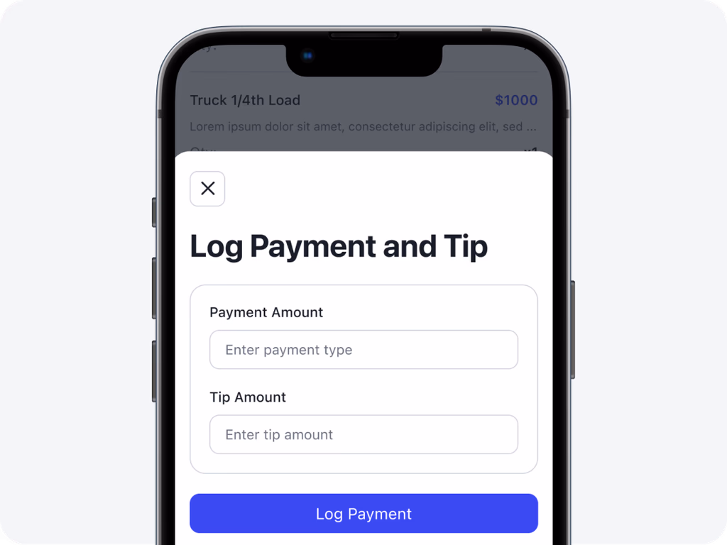 Autopilot leave-a-tip screen where a customer picks a tip for great service