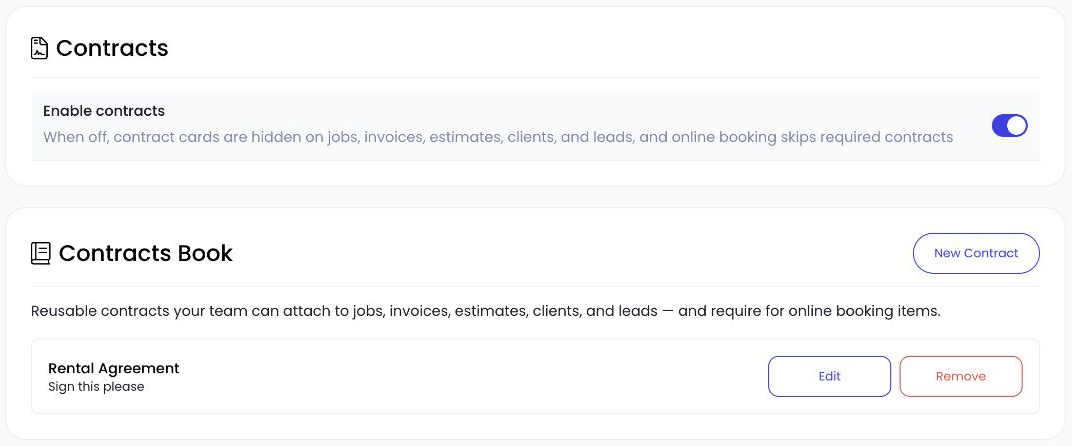 Autopilot contract settings and reusable Contracts Book
